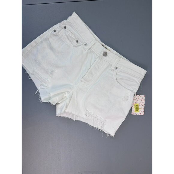 Free People women's 28 white denim cutoff high rise‎ distressed casual shorts - Picture 1 of 6